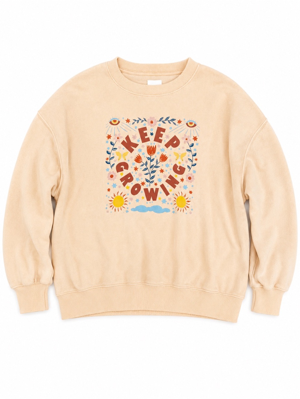 Keep Growing Graphic Crewneck Sweatshirt - Orange